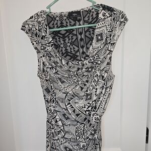 Tribal Print Black and White Women's Top